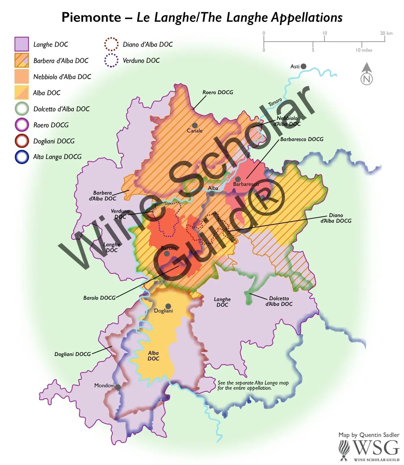 Piemonte Le Langhe The Langhe Appellations Wine Map by Wine Scholar Guild Piemonte Le Langhe The Langhe Appellations Wine Map by Wine Scholar Guild