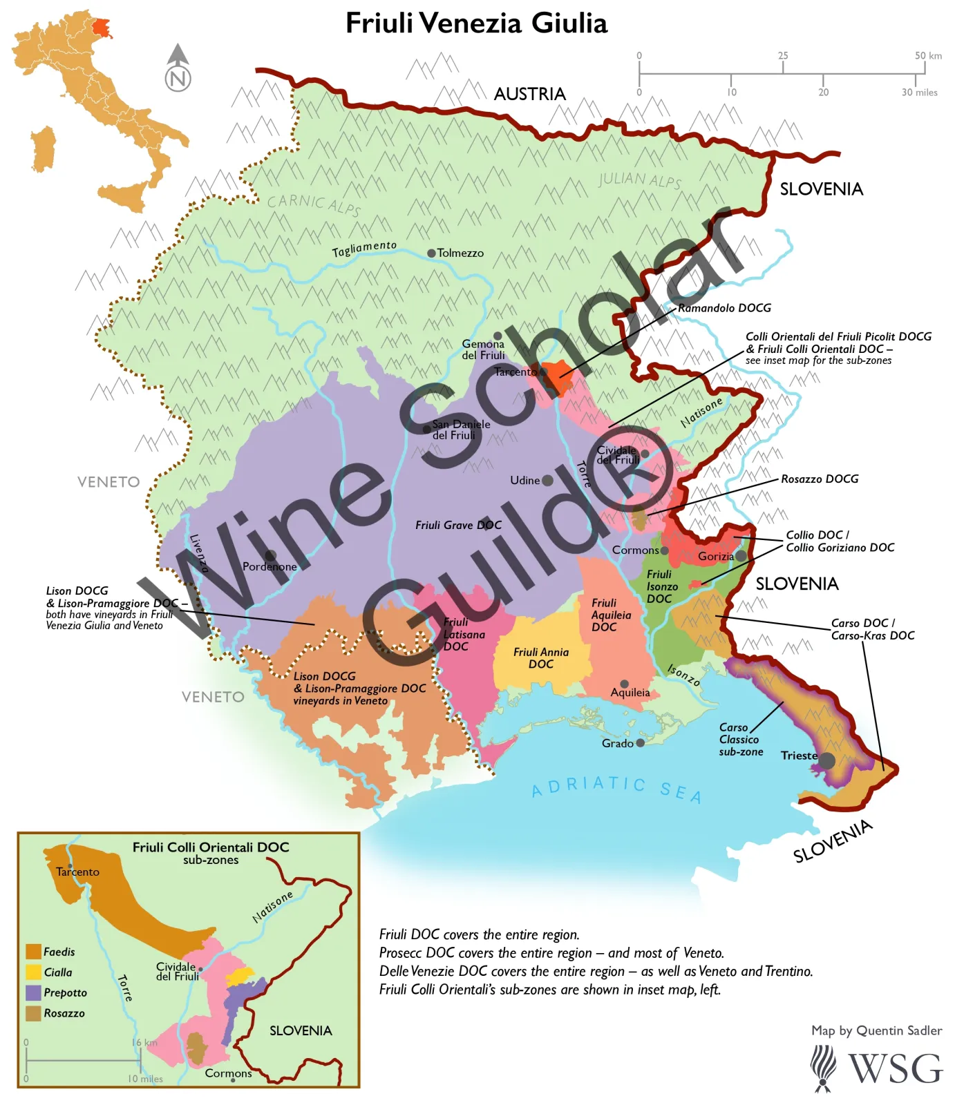 Friuli-Venezia Giulia Wine Map by Wine Scholar Guild