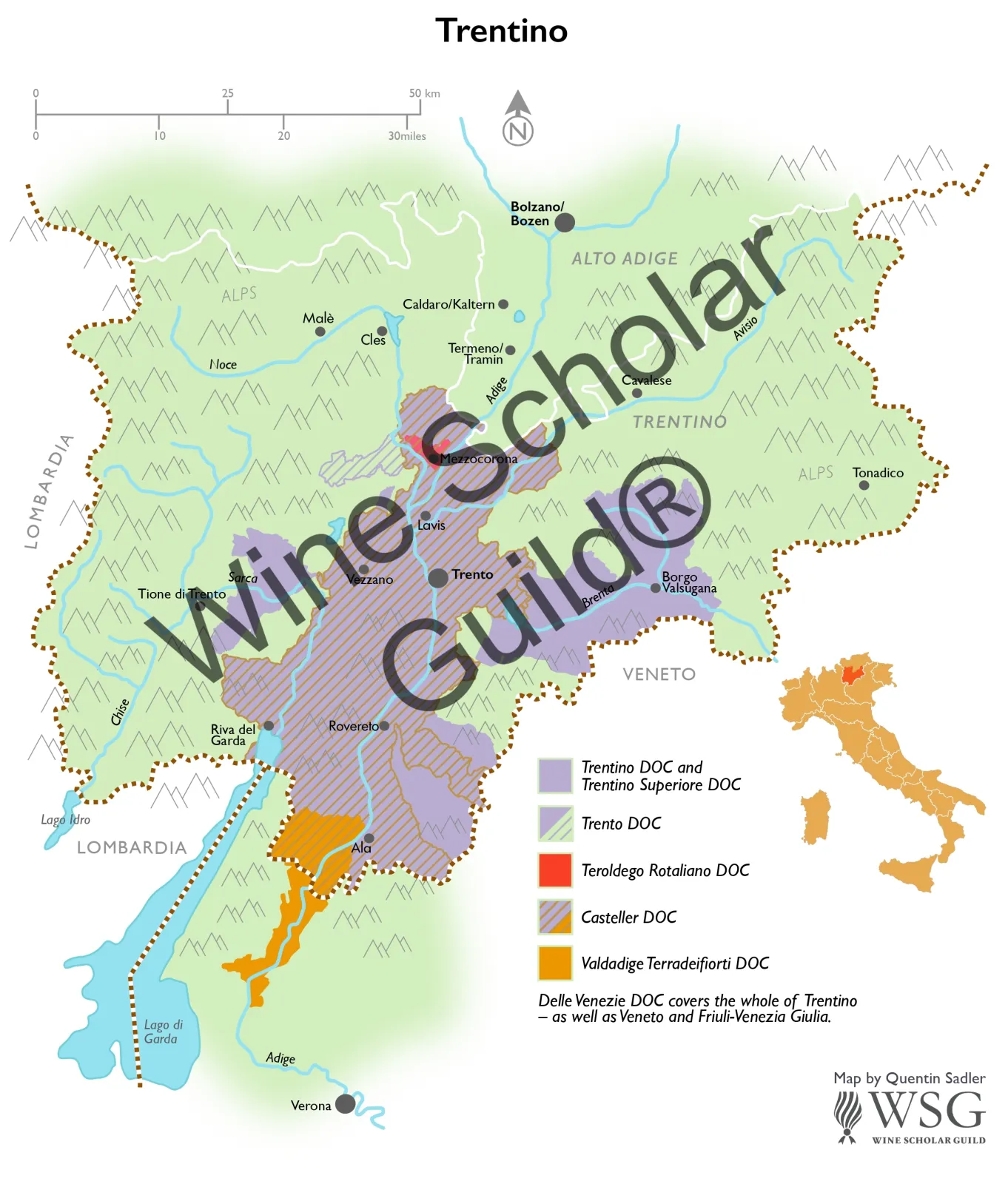 Trentino Wine Map by Wine Scholar Guild