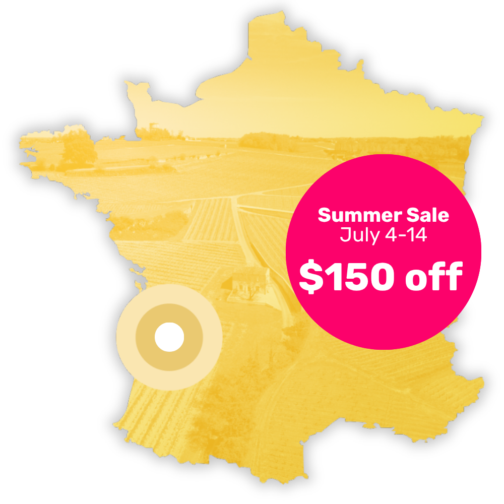 Map of France highlighting the Bordeaux region