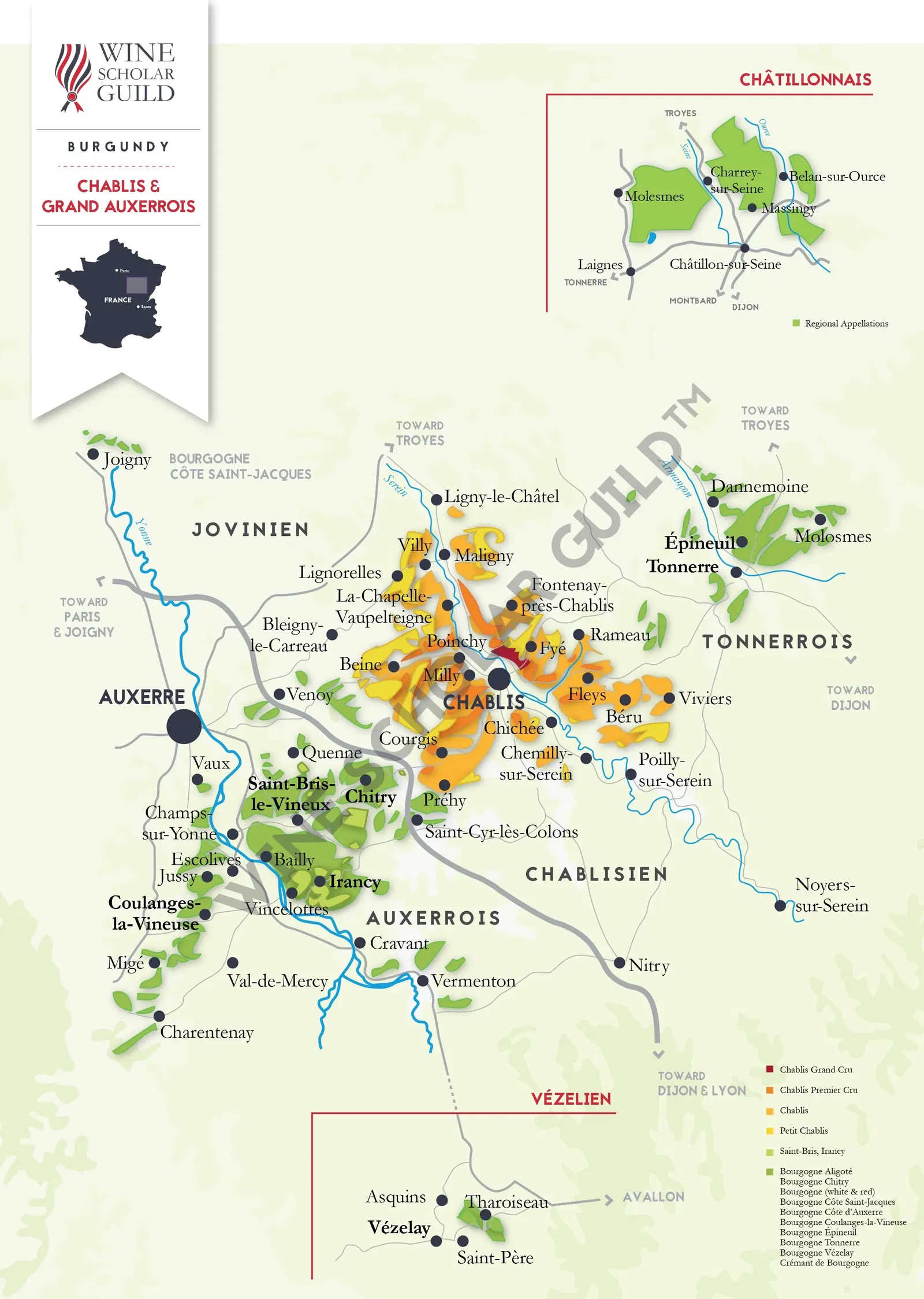 Bourgogne - Chablis Wine Map