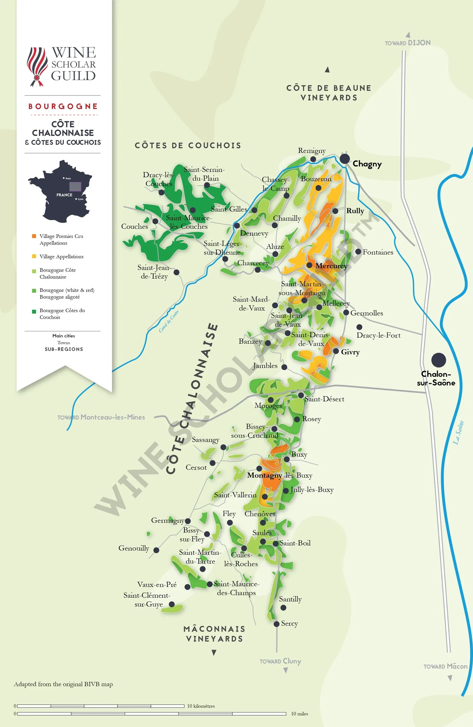 Bourgogne - Cote Chalonnaise Wine Map