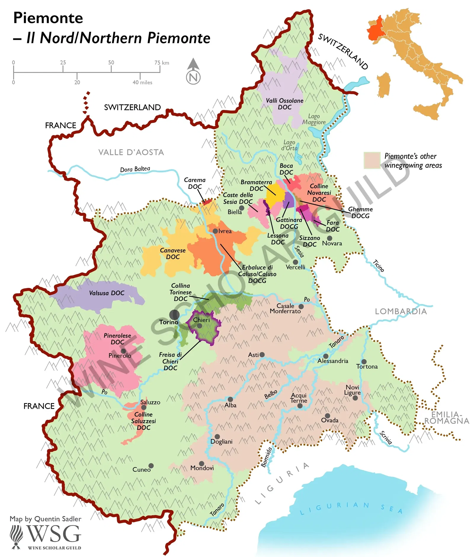 Northern Piemonte Wine Map