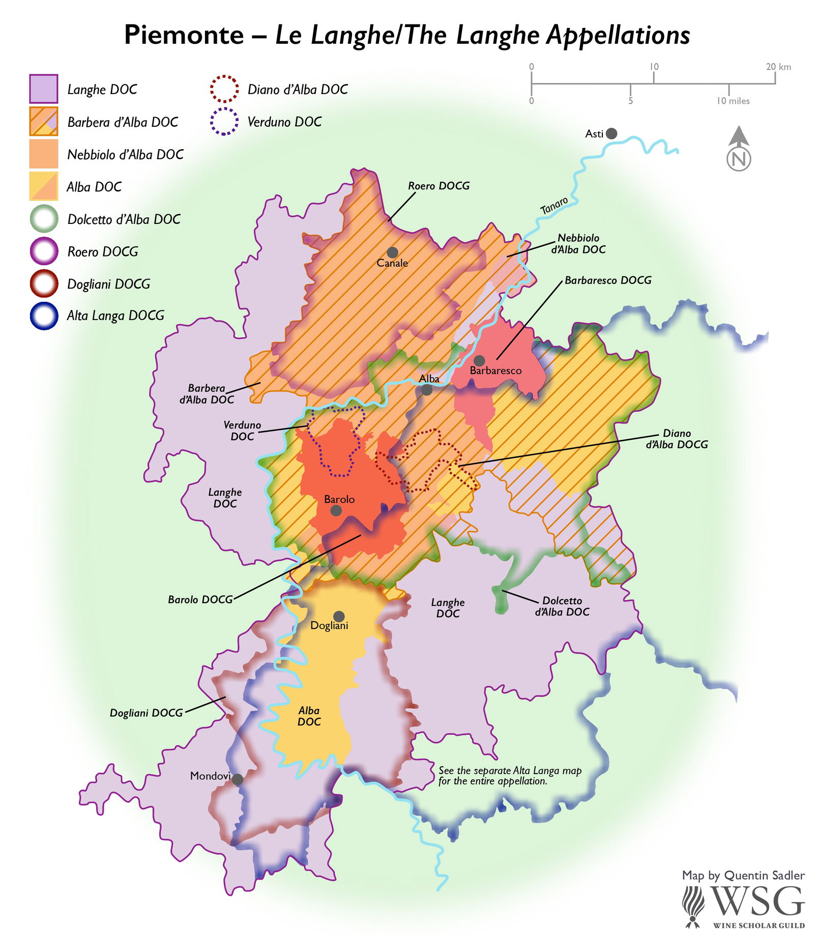 Piemonte Le Langhe The Langhe Appellations Wine Map